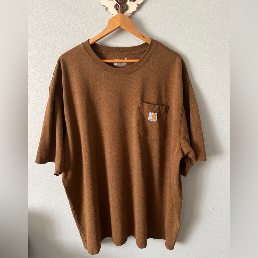 Carhartt Loose Fit Heavyweight Short-Sleeve Pocket T-Shirt 3XL Walnut Brown EUC - Picture 2 of 9